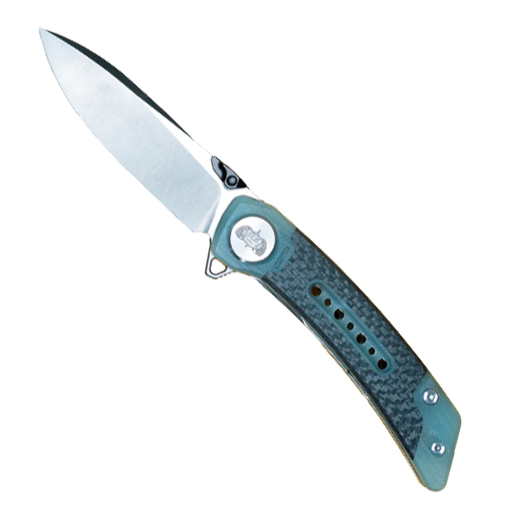 Toadfish EDC 7-Inch Folding Pocket Knife with Sandvik 14C28N Steel Blade and Jade G10 Handle