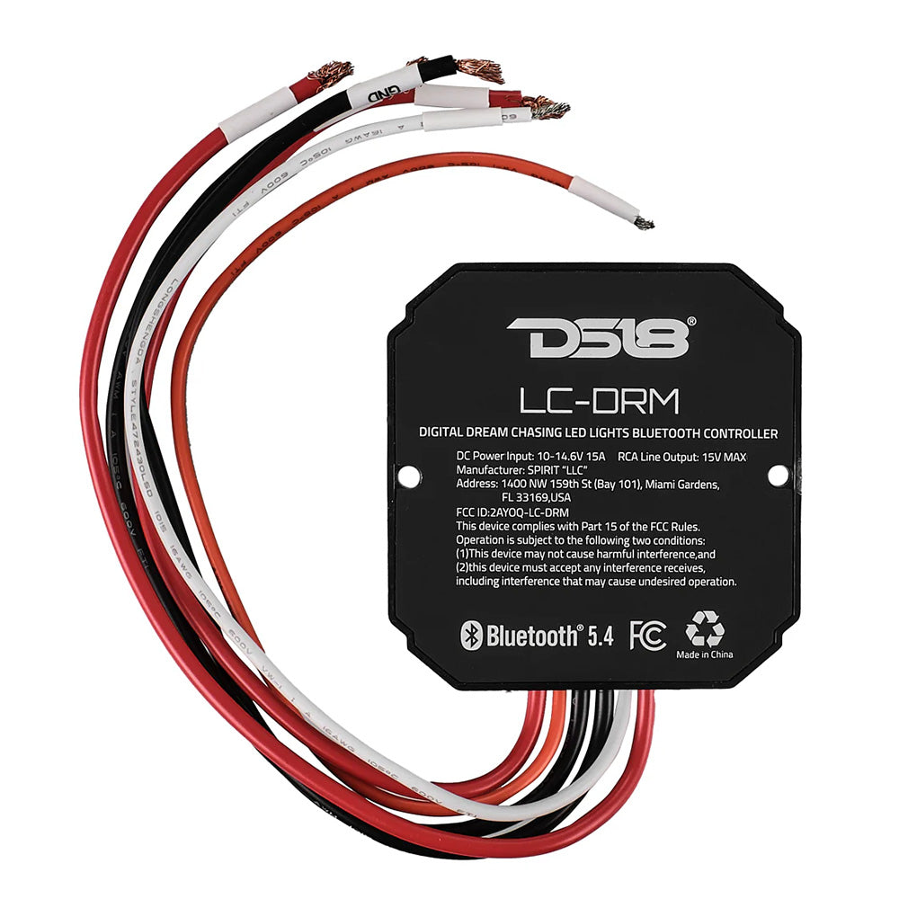 DS18 LC-DRM Digital LED Lighting Bluetooth Controller - IP66 Water-Resistant, 8-Channel, 180W, App-Controlled for Automotive & Power Sports Vehicles