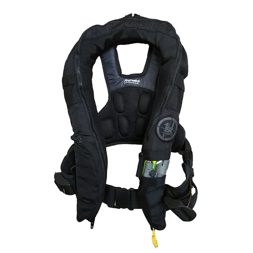 First Watch Auto/Manual Convertible 38G Inflatable PFD – Black, USCG Approved for Recreational & Commercial Use