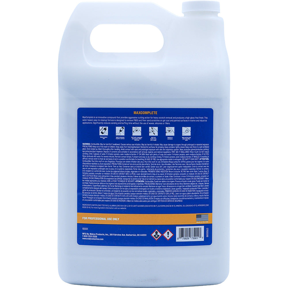 Malco MaxComplete Compound - 1 Gallon for Heavy Scratch Removal and Gloss Finish