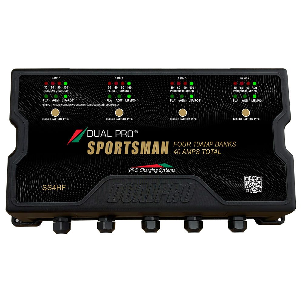 Dual Pro Sportsman HF 40A 4-Bank High Frequency Battery Charger – Independent 12V-48V Marine and RV Charging System