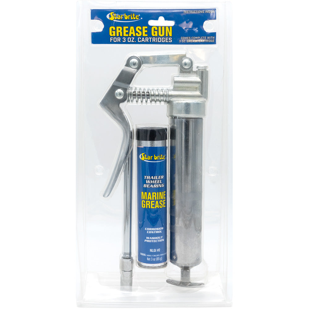 Star brite Pistol Grease Gun with Marine-Grade 3 oz Cartridge for Corrosion-Resistant Lubrication