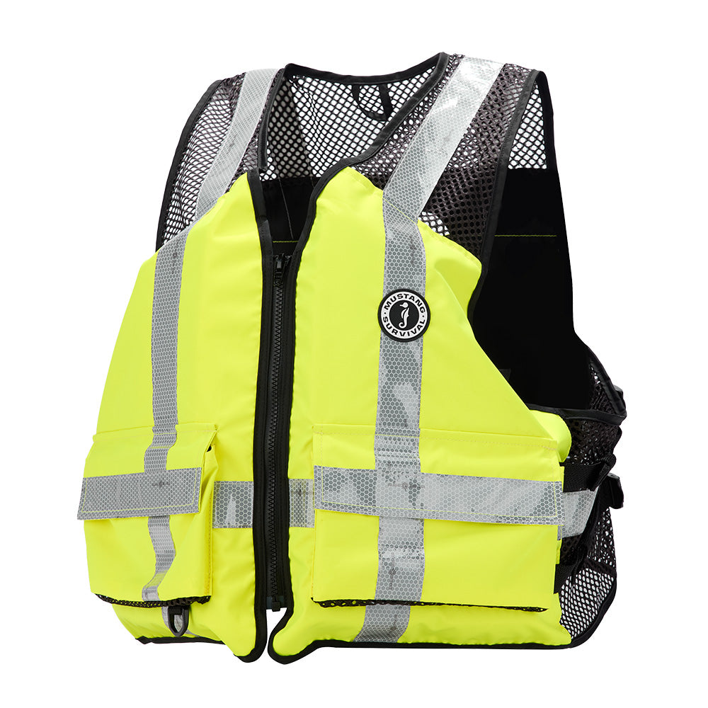 Mustang Survival Industrial Mesh Vest - Hi-Vis Fluorescent Yellow Green, Small/Medium (Part #MV1254T3-239-S/M-279)