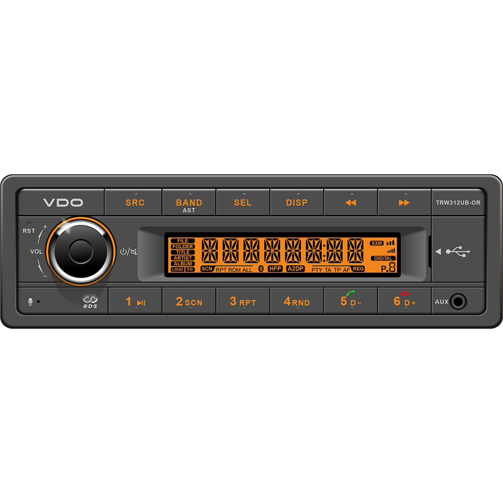 VDO 12V Radio with FM RDS Tuner, MP3/WMA/USB/Bluetooth – Orange Illumination