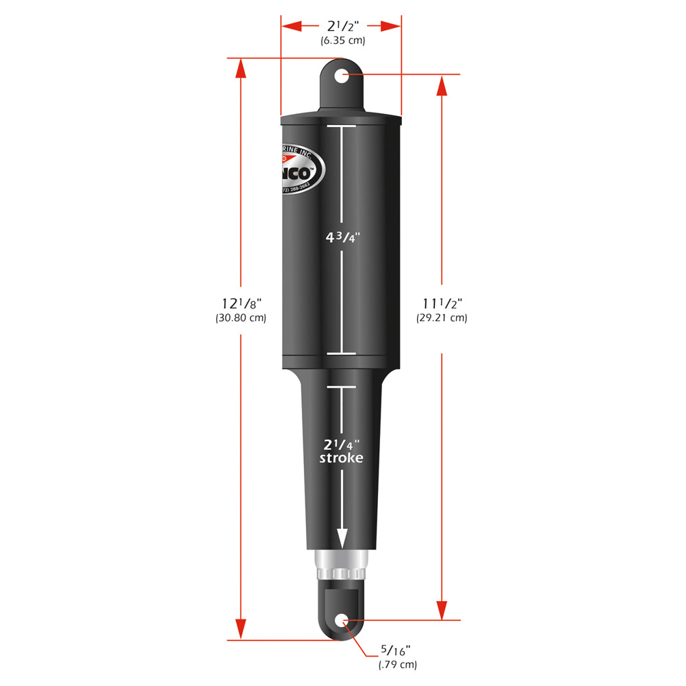 Lenco Marine 101 Standard 12V Actuator with 2-1/4 Inch Stroke and Mounting Hardware