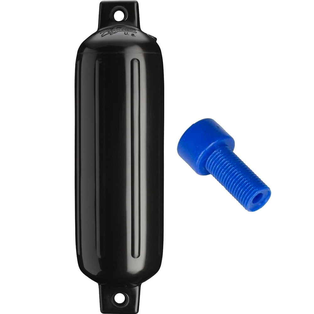 Polyform U.S. G-3 Twin Eye Fender 5.5" x 19" - Black with Air Adapter for Marine Protection