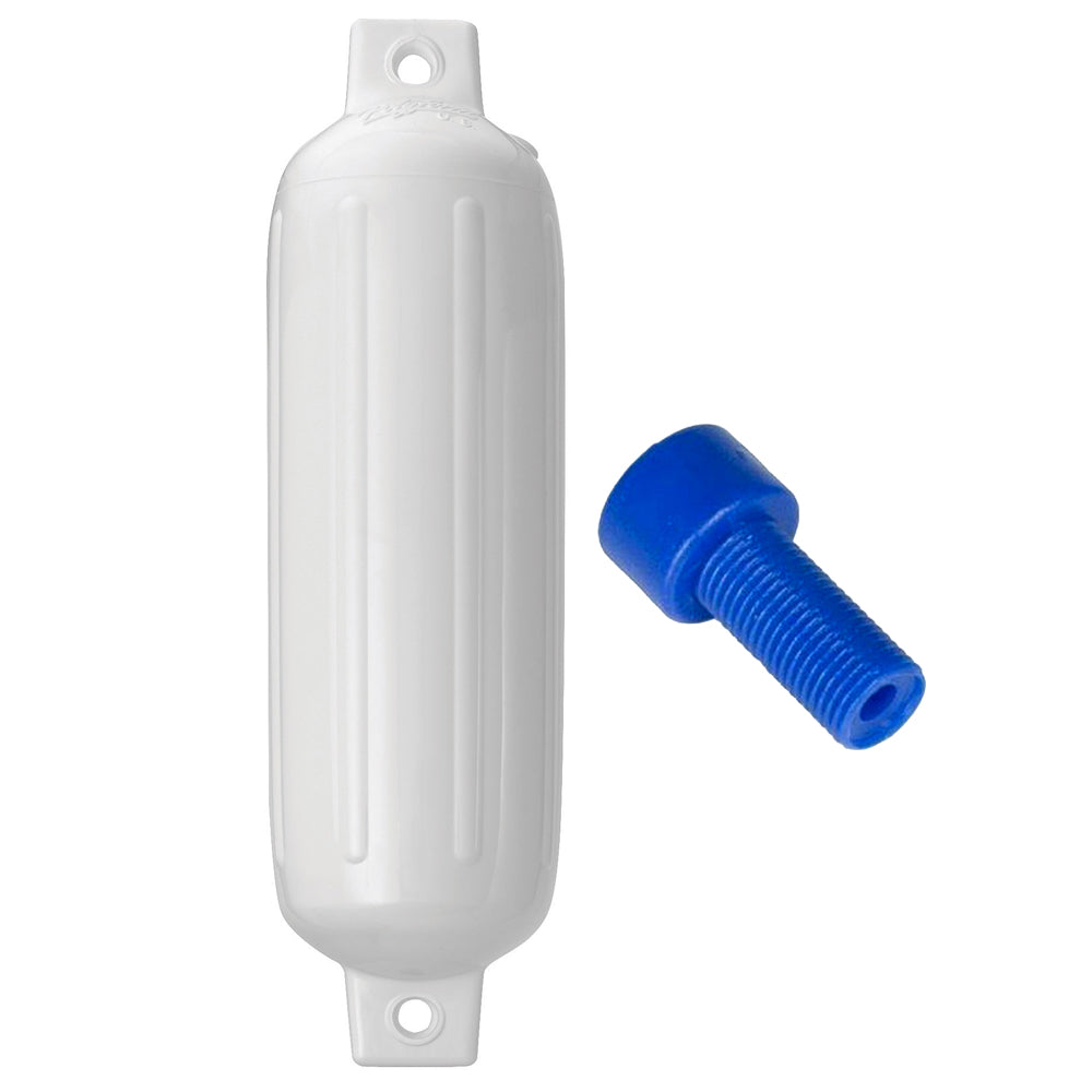 Polyform U.S. G-3 Twin Eye Fender 5.5" x 19" - White with Adapter for Small Boats and Moorings