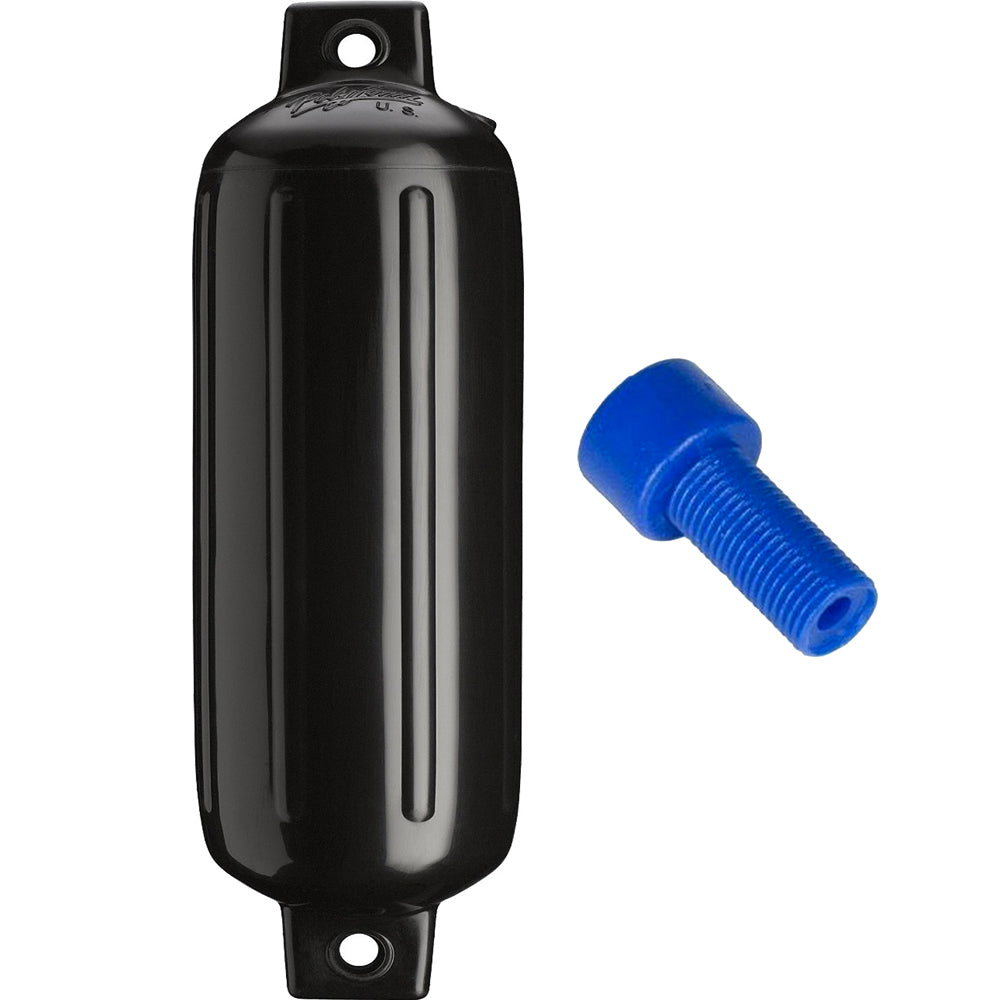 Polyform U.S. G-4 Twin Eye Fender 6.5" x 22" - Black with Inflatable Adapter for Small to Medium Boats