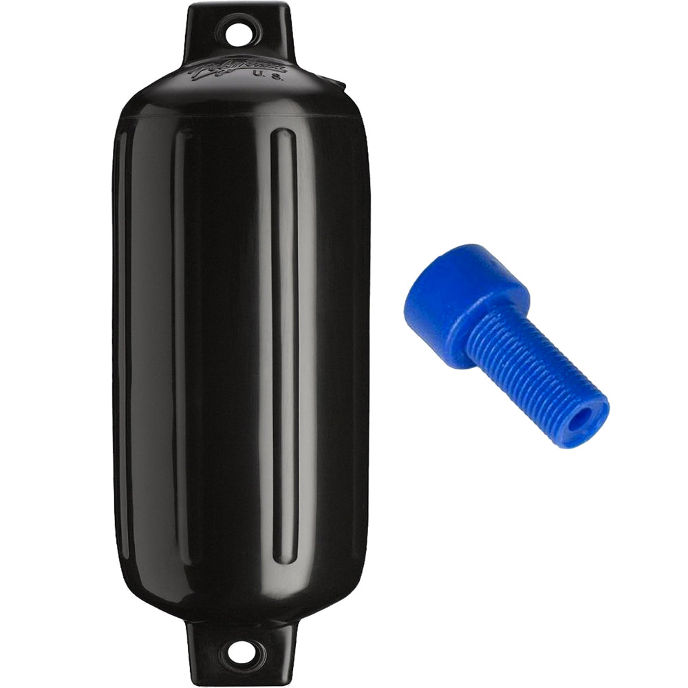 Polyform U.S. G-6 Twin Eye Fender 11 x 30 Inches with Adapter – Durable Black Marine Fender for Large Boats