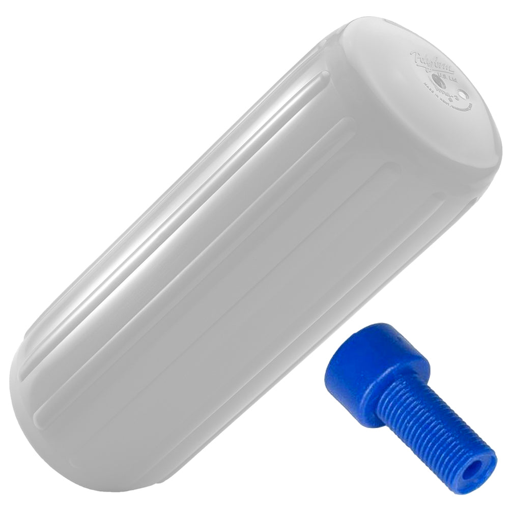 Polyform U.S. HTM-2 Fender 8.5 x 20.5 Inches - White with Inflation Adapter for Medium-Sized Boats