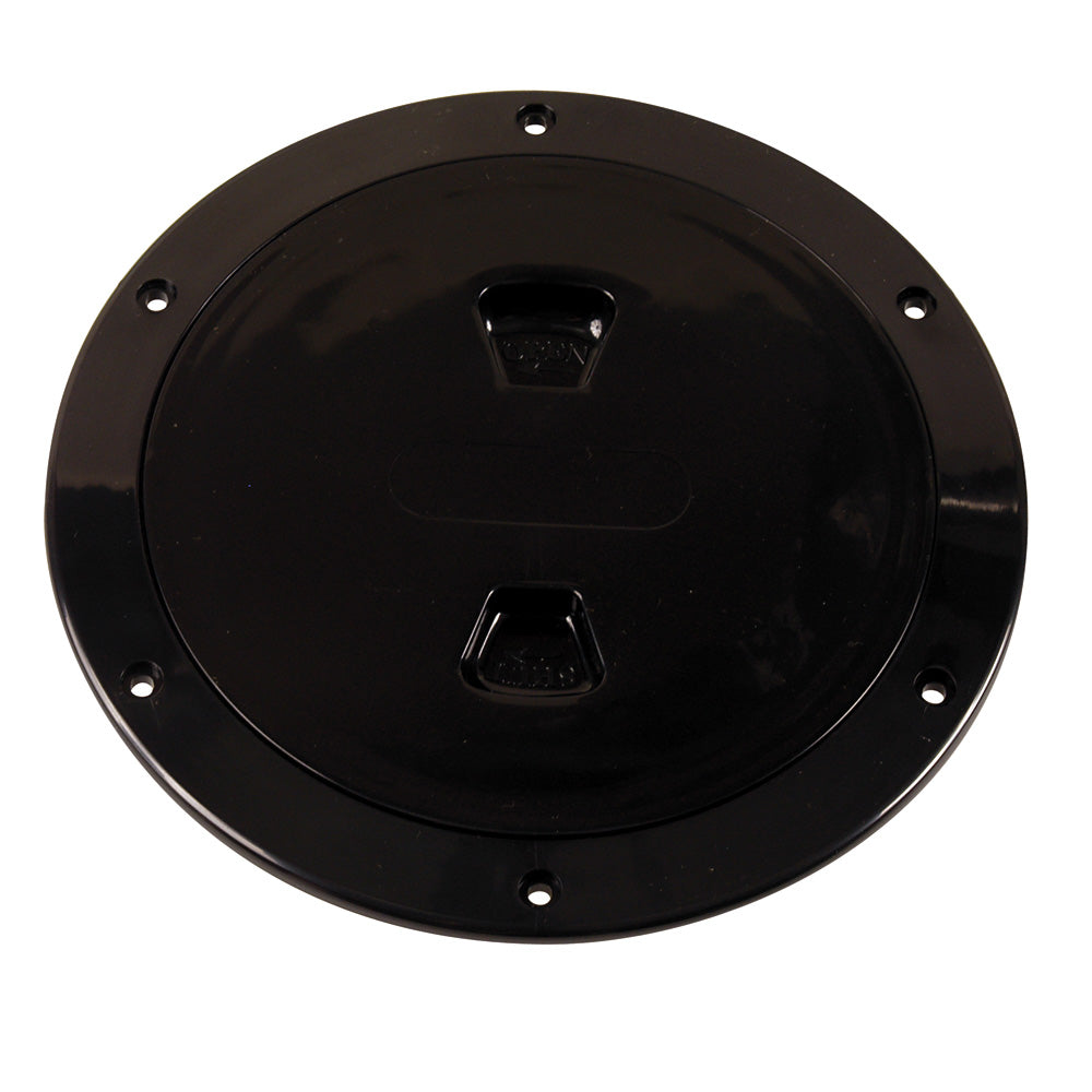 Beckson Marine 6-Inch Smooth Center Screw-Out Deck Plate – Black for Watertight Access