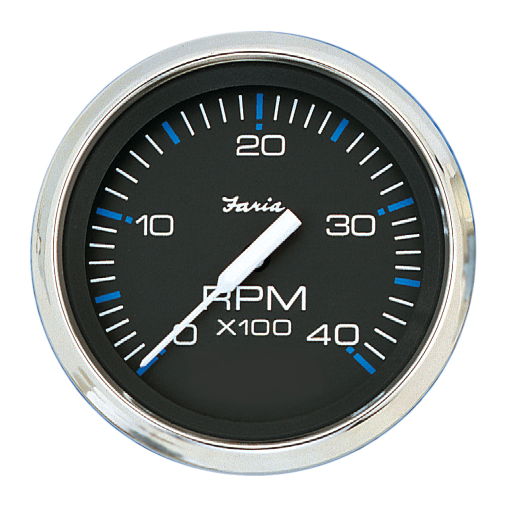 Faria Chesapeake Black 4-Inch Tachometer - 4000 RPM for Diesel Engines