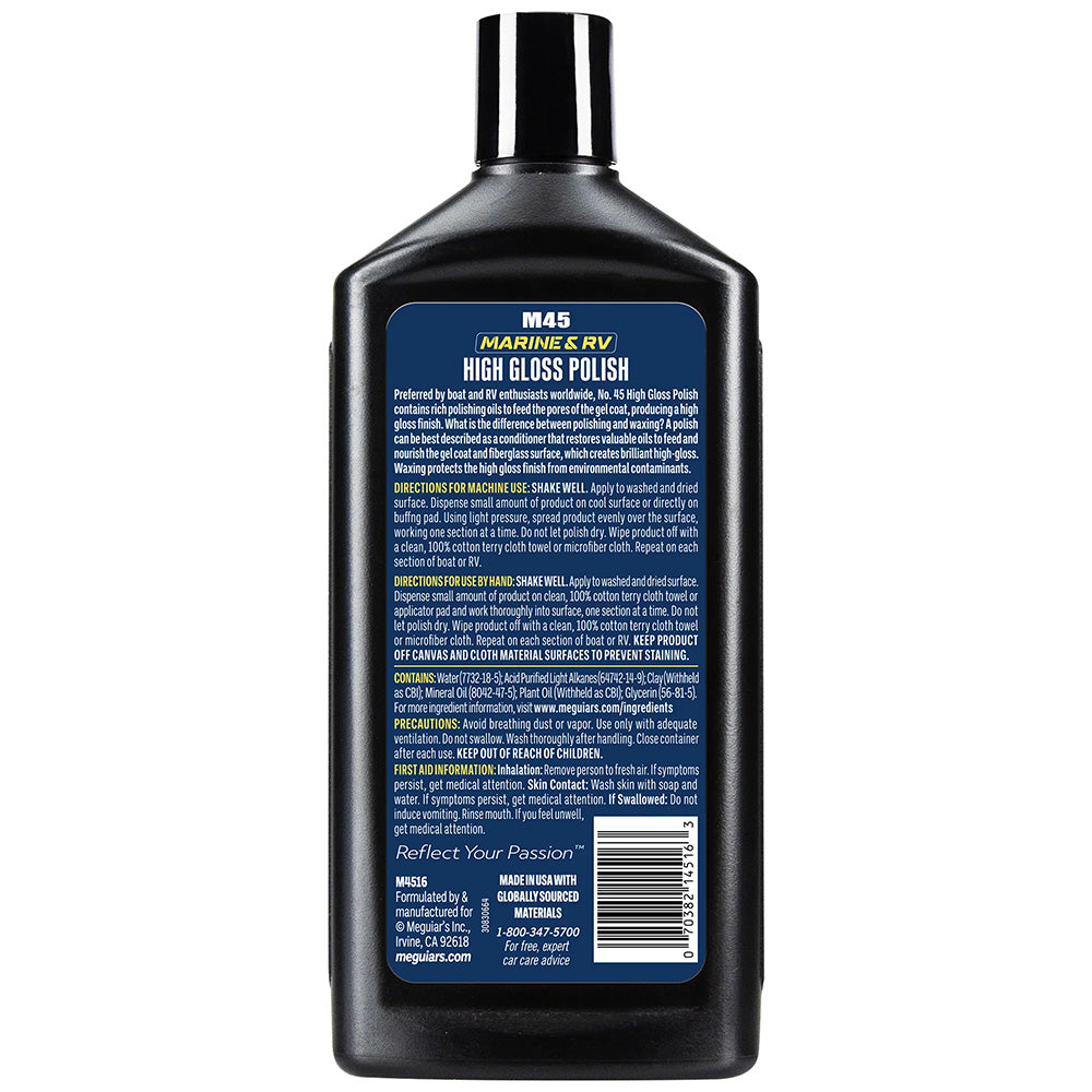 Meguiar's Boat and RV Polish & Gloss Enhancer - Case of 6, 16 oz Bottles for Restoring High-Gloss Shine on Marine and RV Surfaces