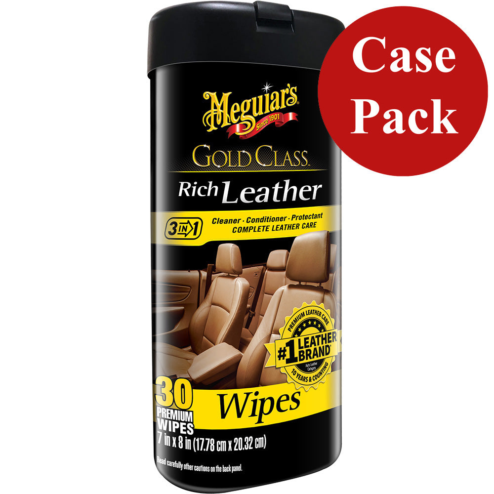 Meguiar's Gold Class Rich Leather Cleaner & Conditioner Wipes – Case of 6, Gentle Leather Care & Protection