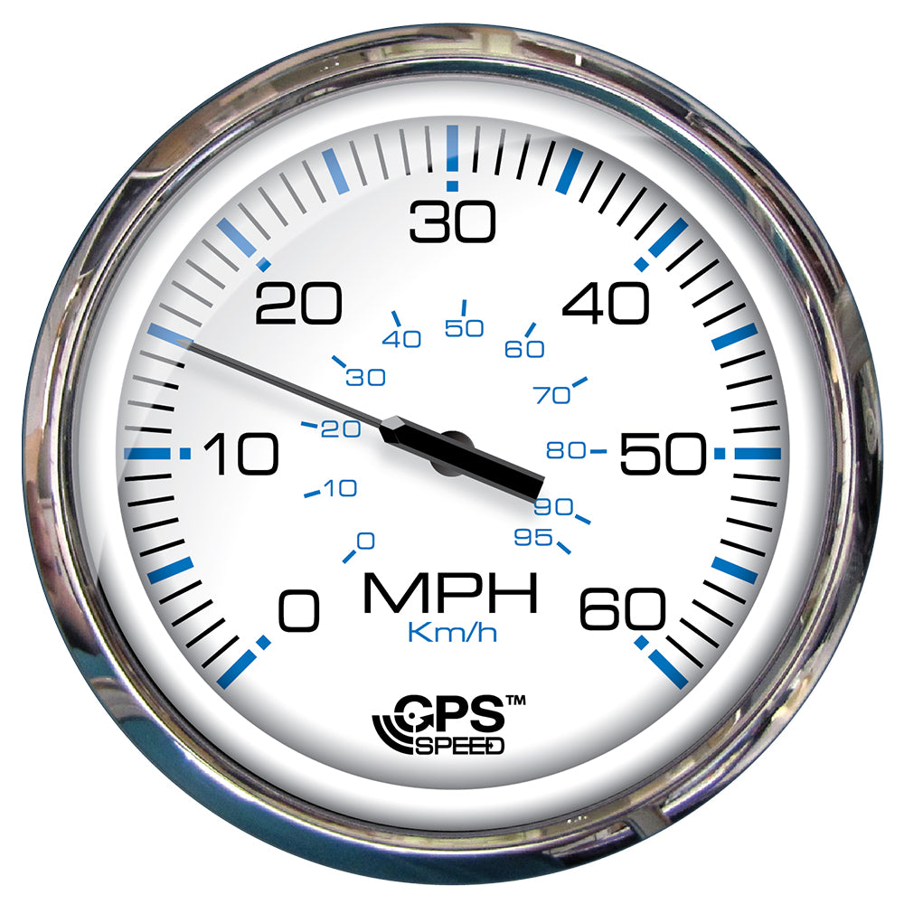 Faria Beede Instruments Chesapeake White SS 5" Speedometer - 60 MPH GPS with Digital Heading
