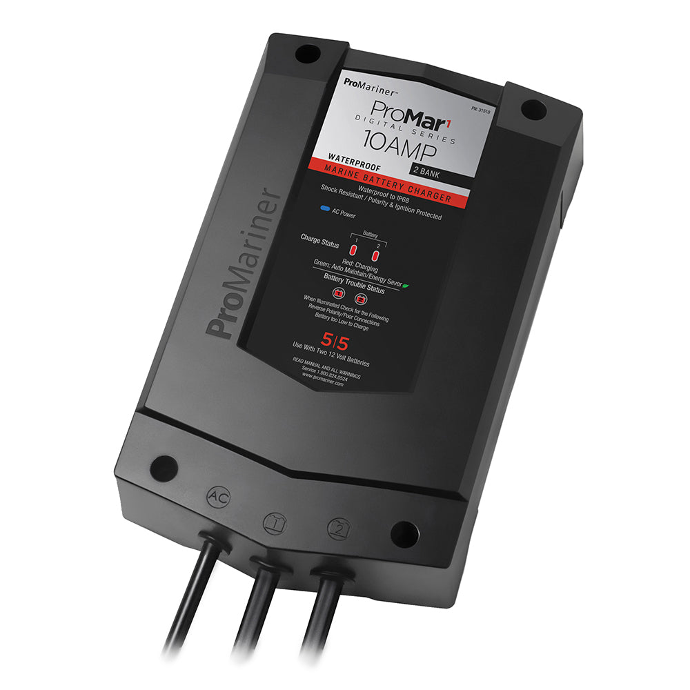 ProMariner ProMar1 DS Digital 10 Amp 2-Bank Battery Charger, Part 31510