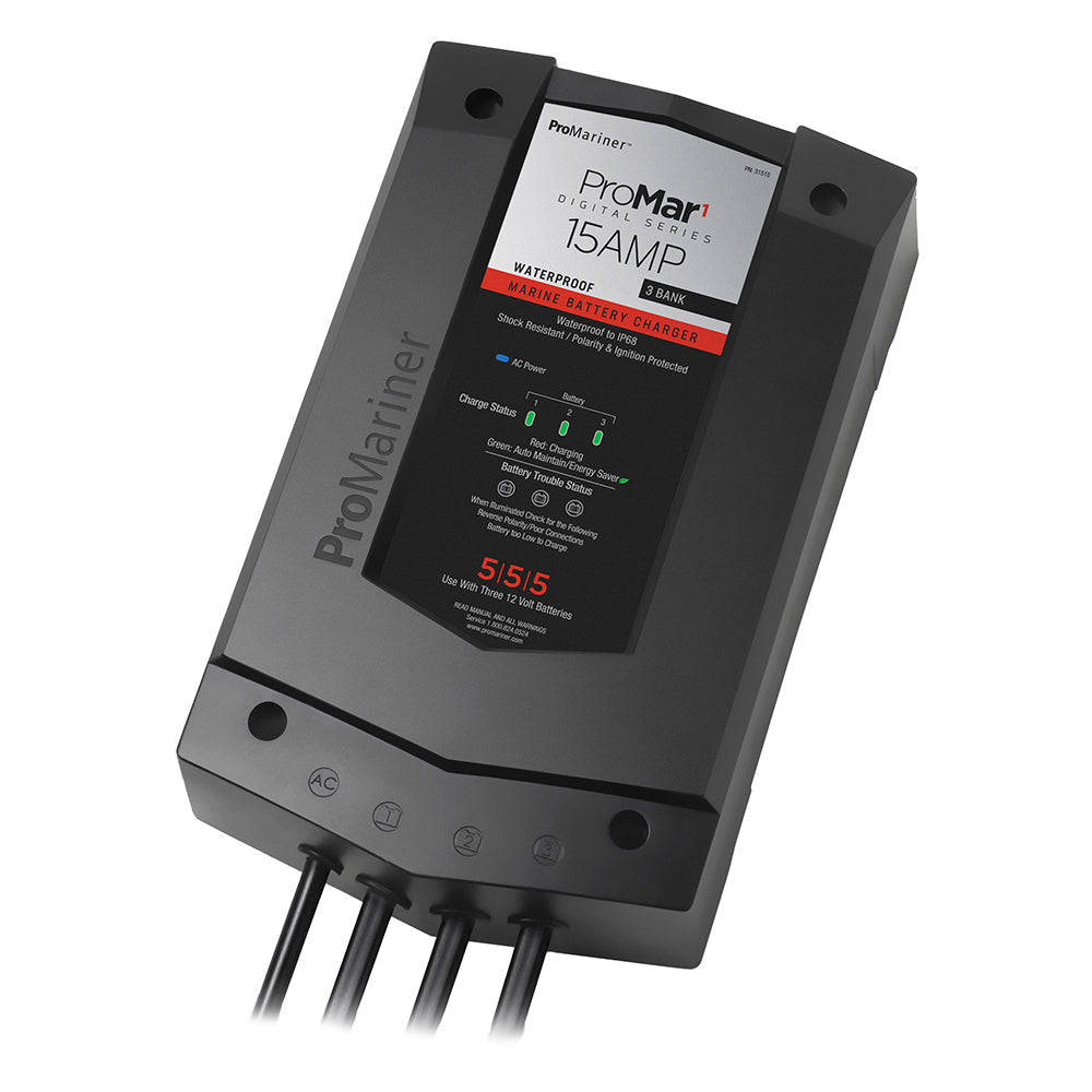 ProMariner ProMar1 DS Digital 15-Amp 3-Bank Battery Charger, Model 31515