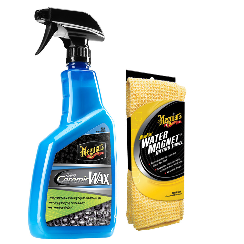 Meguiar's Hybrid Ceramic Wax with Water Magnet Microfiber Drying Towel – 22 x 30 inches