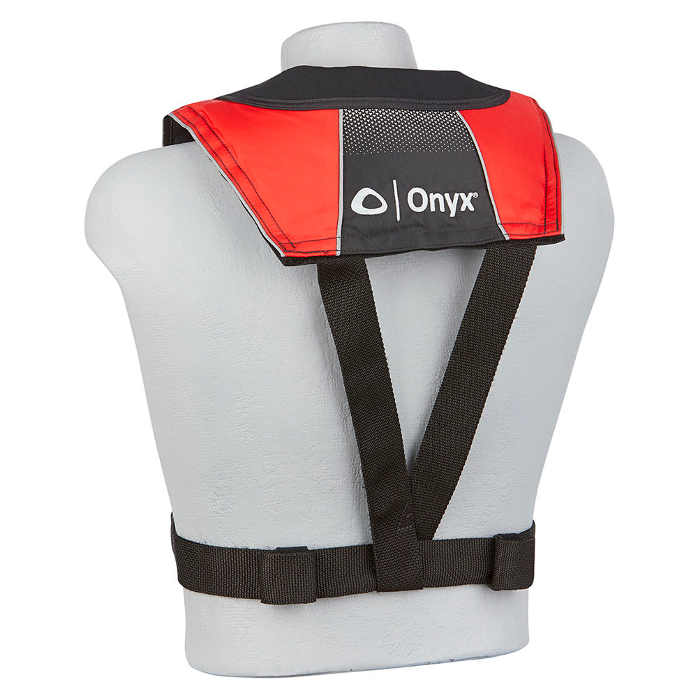 Onyx Outdoor A/M-24 Series All Clear Automatic/Manual Inflatable Life Jacket – Black/Red for Adults