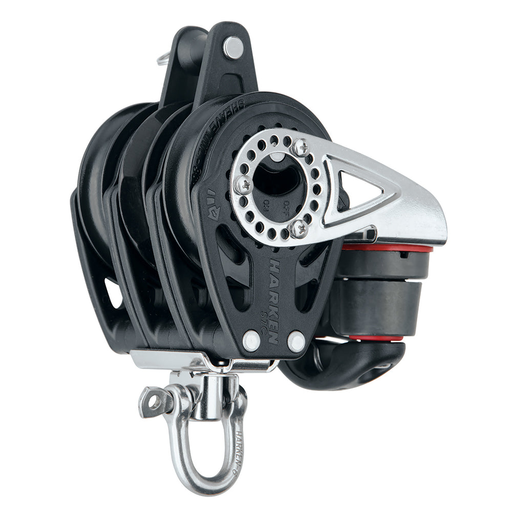 Harken 57mm Triple Carbo Block with Swivel, Becket and Cam Cleat, Part 2141