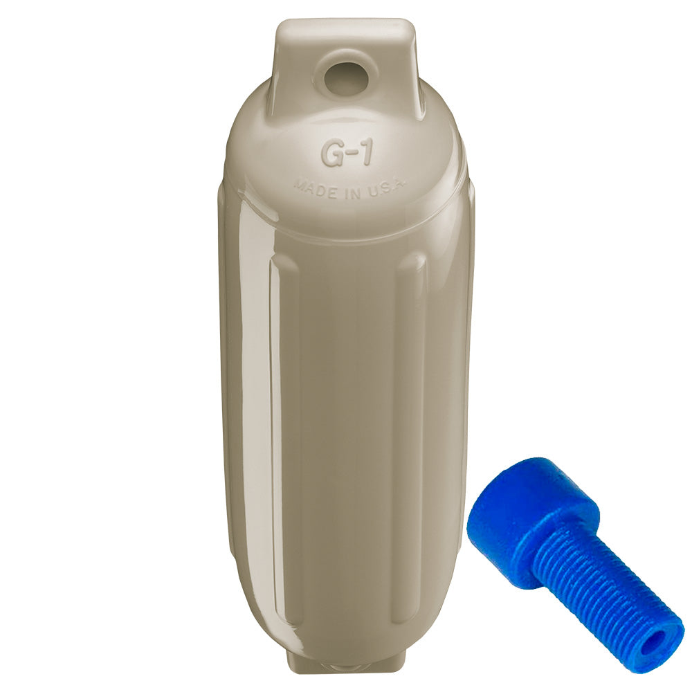 Polyform G-1 Twin Eye Fender 3.5 x 12.8 inches – Sand with Inflation Adapter for Small Boats