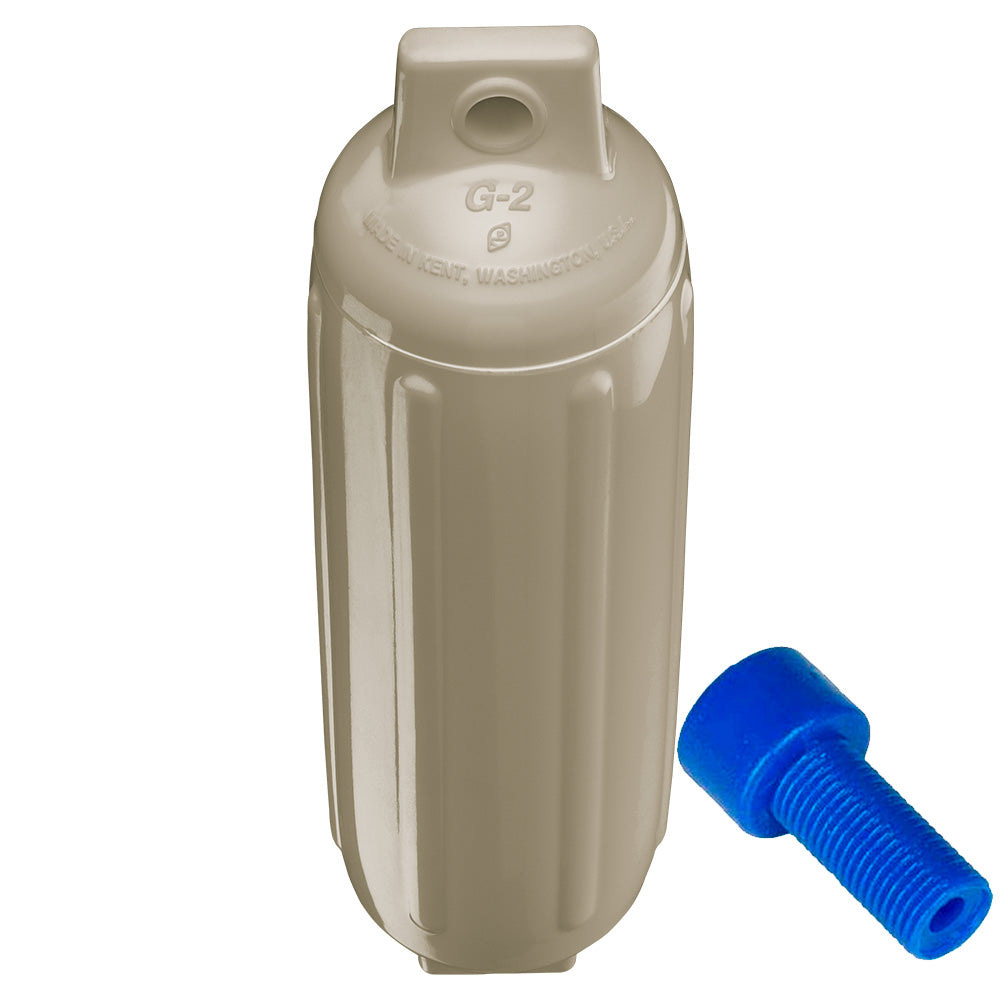 Polyform U.S. G-2 Twin Eye Fender 4.5" x 15.5" - Sand with Inflation Adapter for Small Boats