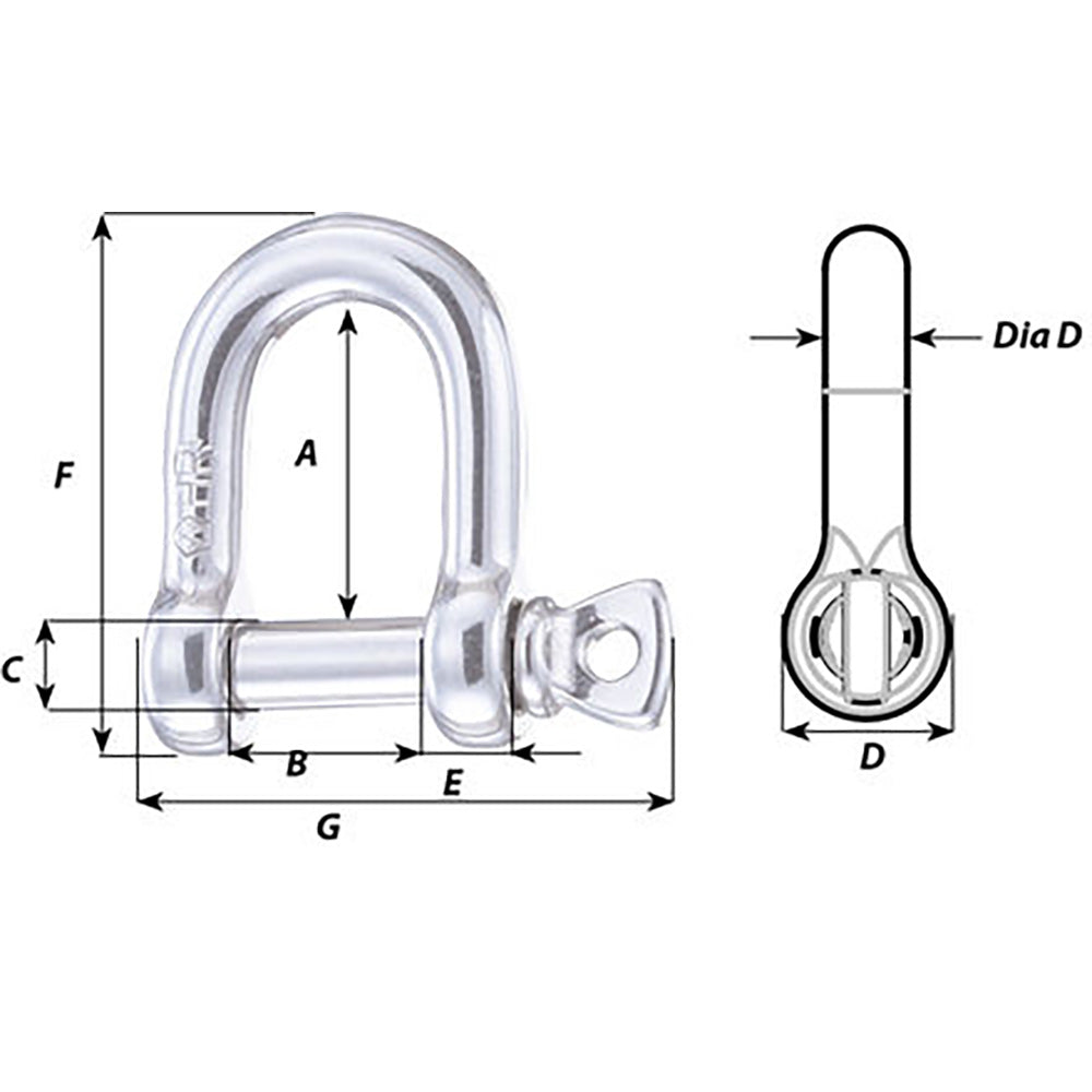 Wichard Marine HR D Shackle 11204W, 15/64-Inch Diameter, 17-4 PH Stainless Steel