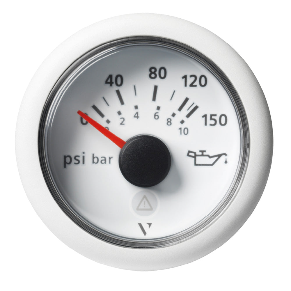 Veratron 52mm ViewLine Engine Oil Pressure Gauge - 150 PSI White Dial and Bezel for Marine and Vehicle Monitoring