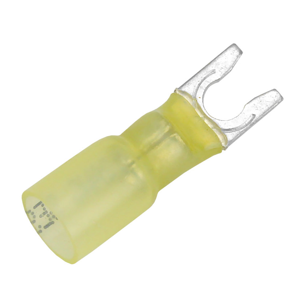 Pacer TE10-10SLF-100 12-10 AWG Heat Shrink Spade Terminals, #10 Stud, Yellow, 100 Pack