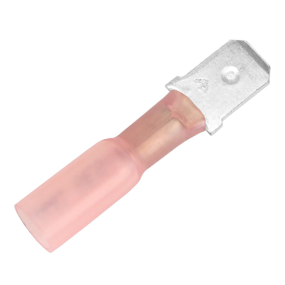 Pacer TDE18-250M-100 22-18 AWG Heat Shrink Male Disconnects, Red, 100 Pack