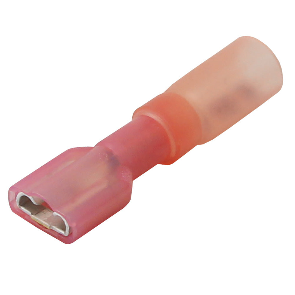 Pacer TDE18-250FI-100 22-18 AWG Heat Shrink Female Disconnect Terminals, Red, 100 Pack