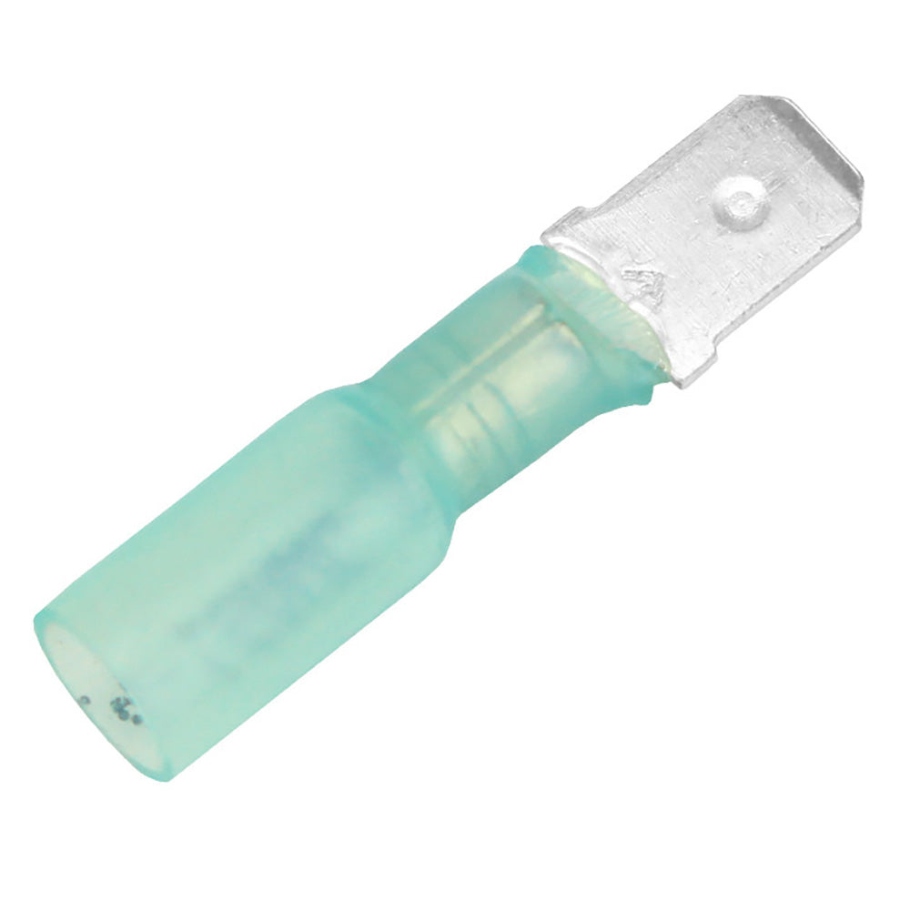 Pacer TDE14-250M-100 16-14 AWG Heat Shrink Male Disconnects, Blue, 100-Pack