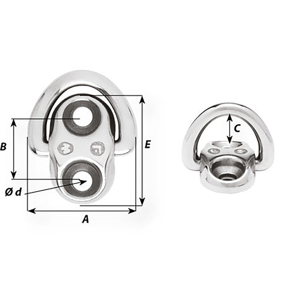 Wichard Marine Folding Pad Eye - 6mm Diameter with Fixed Holes for Secure Boat Attachments