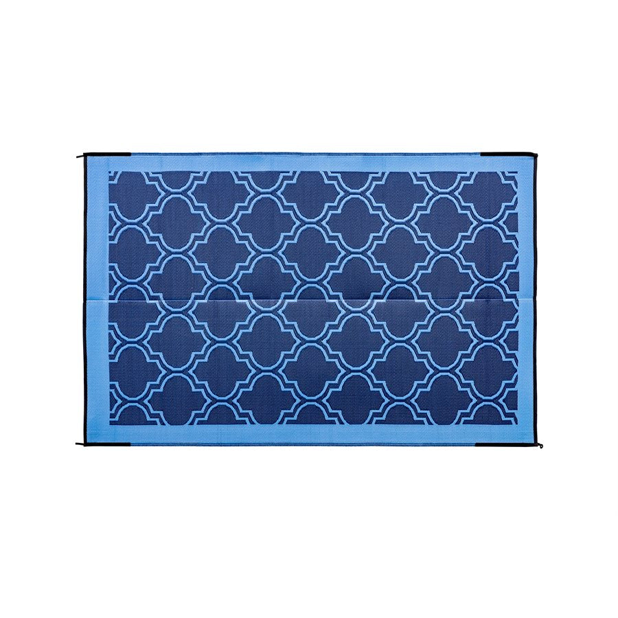 Camco 42876 Outdoor Mat, 6 ft x 9 ft, Lattice Blue