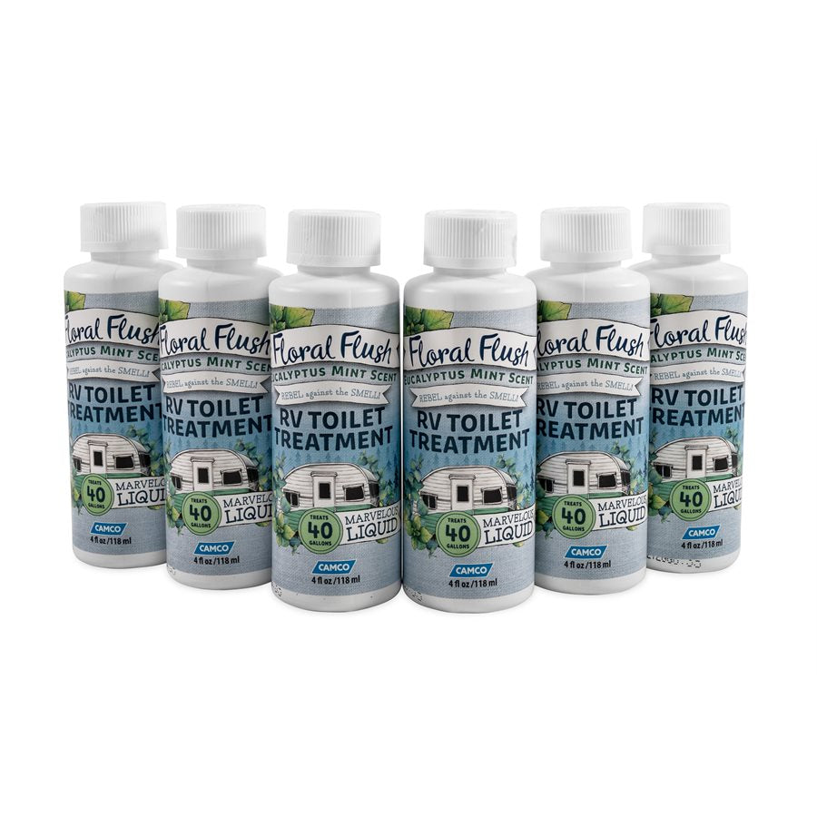 Camco Floral Flush Eucalyptus Mint Single-Use RV Toilet Treatment, Part Number 41482