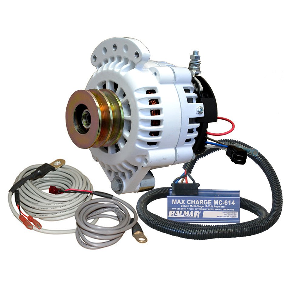Balmar Alternator 100 AMP Kit 12V 1 - 2" Single Foot Spindle Mount Dual Vee Pulley Regulator & Temp Sensor - Marine Parts OnlyElectricalBalmar