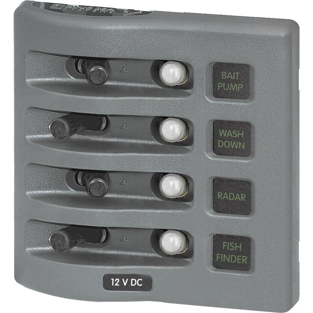 Blue Sea 4374 WeatherDeck Water Resistant Circuit Breaker Panel - 4 Position - Grey - Marine Parts OnlyElectricalBlue Sea Systems