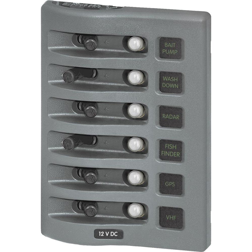 Blue Sea 4376 WeatherDeck Water Resistant Circuit Breaker Panel - 6 Position - Grey - Marine Parts OnlyElectricalBlue Sea Systems