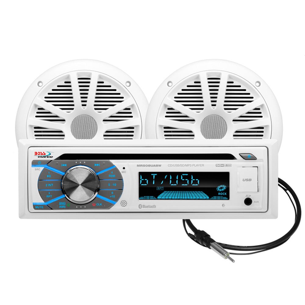Boss Audio MCK508WB.6 Marine Stereo & 6.5" Speaker Kit - White - Marine Parts OnlyEntertainmentBoss Audio
