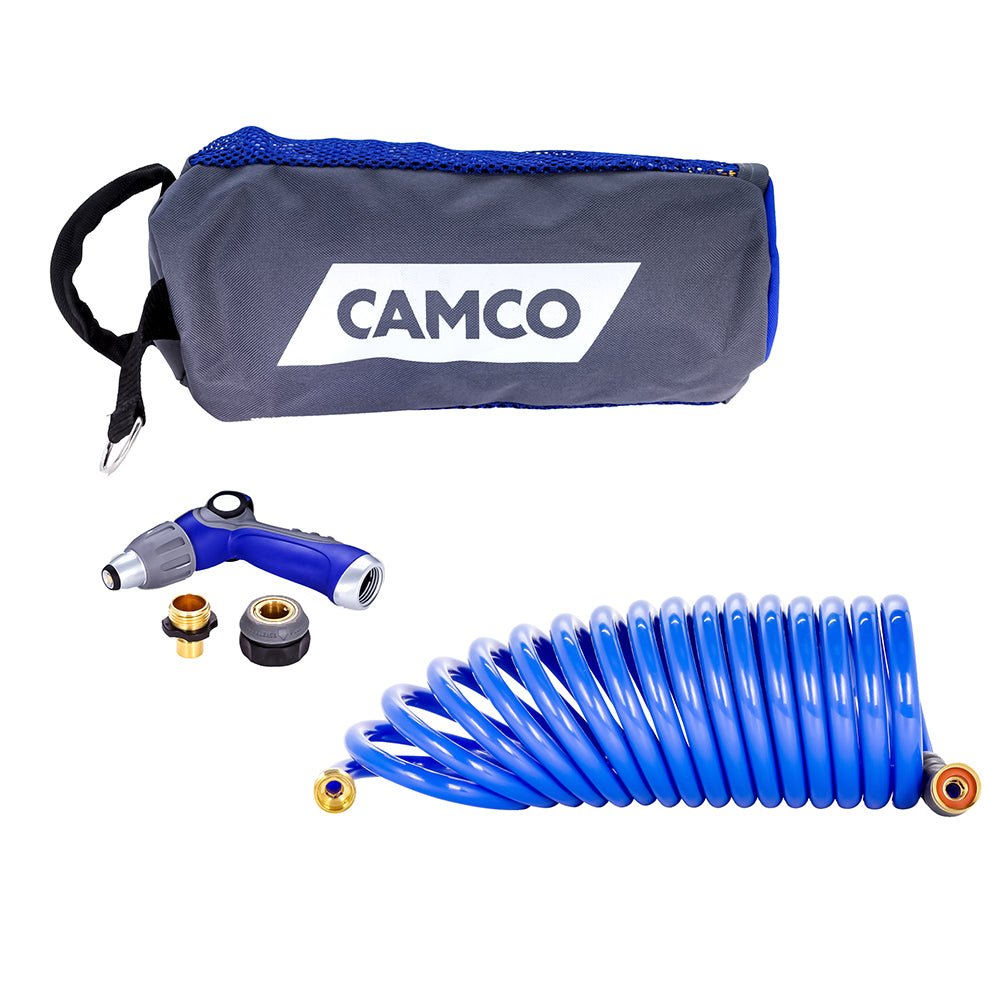 Camco 20&39; Coiled Hose & Spray Nozzle Kit - Marine Parts OnlyBoat OutfittingCamco