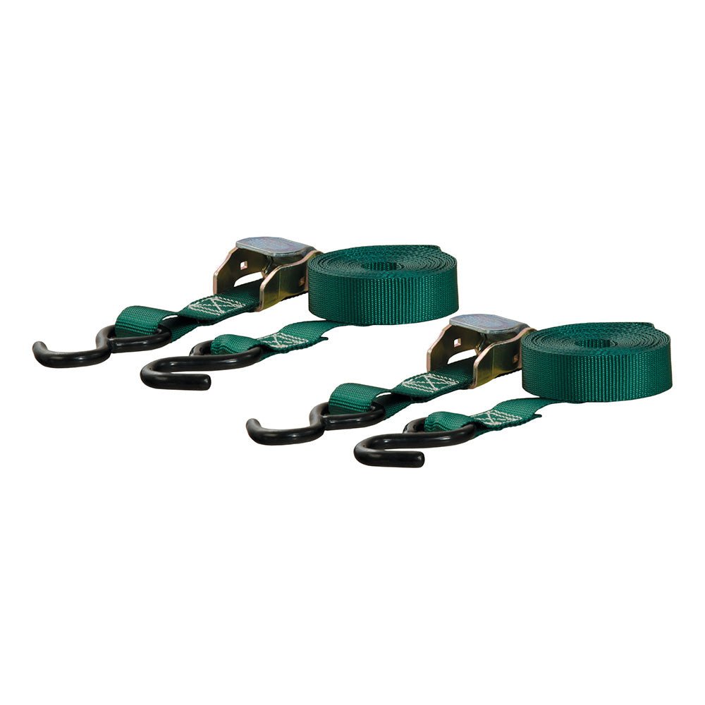CURT 15&39; Dark Green Cargo Straps w/"S" Hooks - 300 lbs - 2 Pack - Marine Parts OnlyAutomotive/RVCURT
