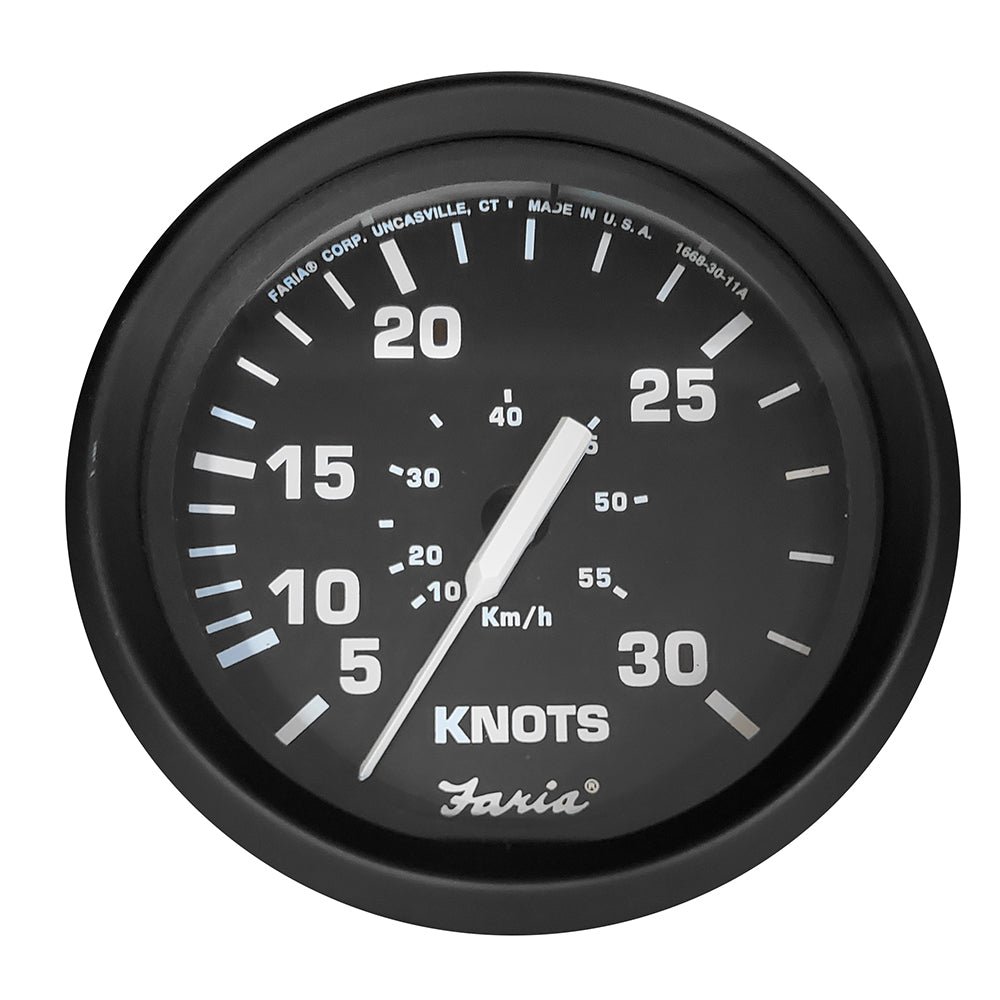 Faria Euro Black 4" Speedometer - 30 Knot (Pitot) - Marine Parts OnlyMarine Navigation & InstrumentsFaria Beede Instruments