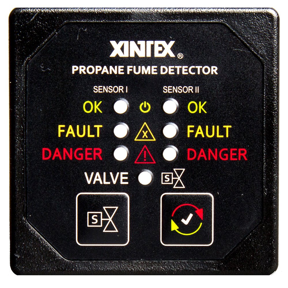 Fireboy - Xintex Propane Fume Detector & Alarm w/2 Plastic Sensors & Solenoid Valve - Square Black Bezel Display - Marine Parts OnlyMarine SafetyFireboy - Xintex