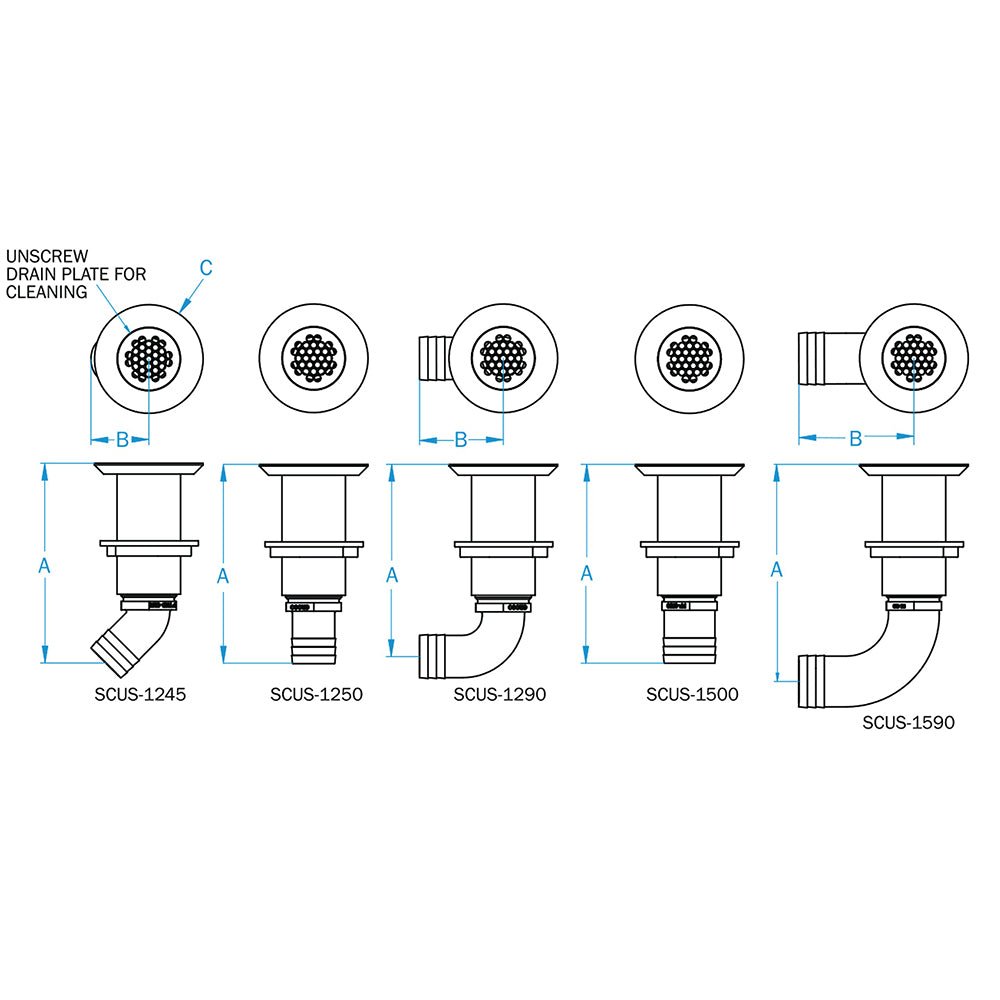 GROCO Deck Scupper 90 Degree 1 - 1/2" Hose Connection - Marine Parts OnlyMarine Plumbing & VentilationGROCO