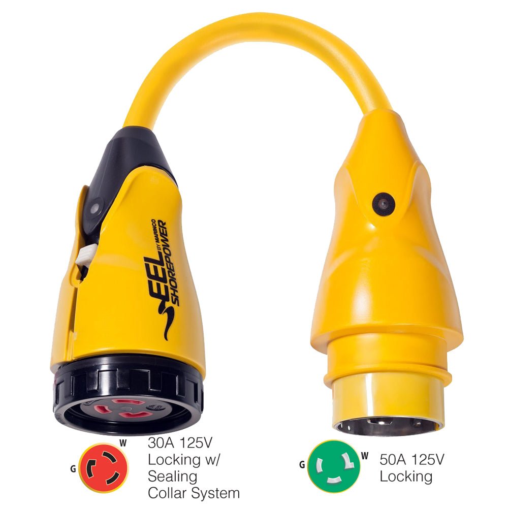 Marinco P503 - 30 EEL 30A - 125V Female to 50A - 125V Male Pigtail Adapter - Yellow - Marine Parts OnlyElectricalMarinco