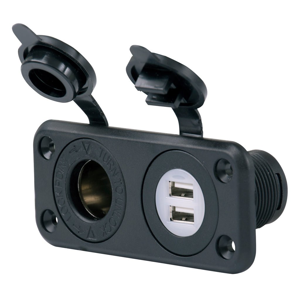 Marinco SeaLink® Deluxe Dual USB Charger & 12V Receptacle - Marine Parts OnlyElectricalMarinco