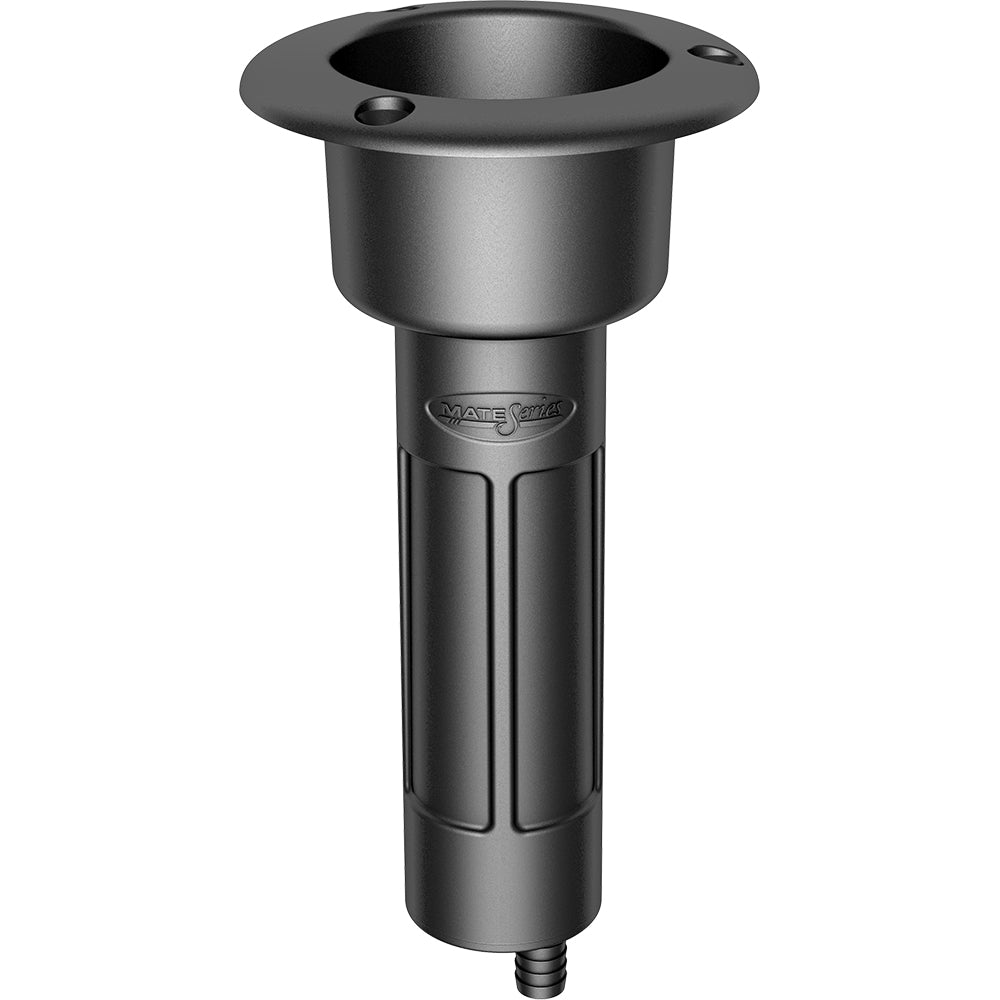 Mate Series Plastic 0° Rod & Cup Holder - Drain - Round Top - Black - Marine Parts OnlyHunting & FishingMate Series