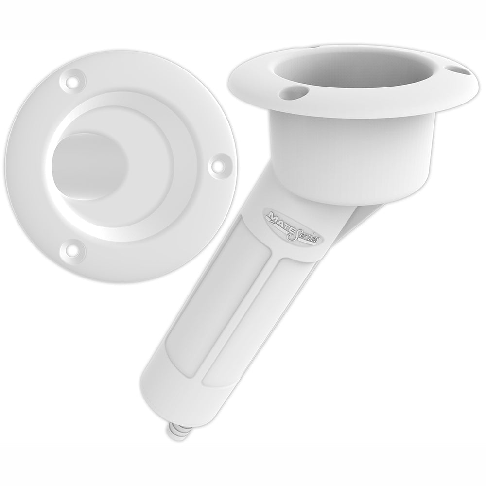 Mate Series Plastic 30° Rod & Cup Holder - Drain - Round Top - White - Marine Parts OnlyHunting & FishingMate Series