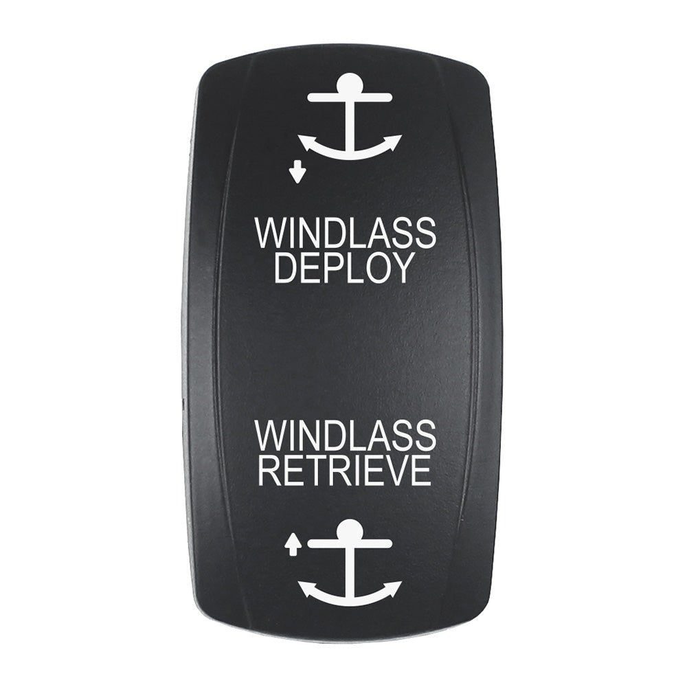 Pacer Actuator - 'WINDLASS DPLY/RTRV' f/V Series Contura Switches - Black - Laser Etched (Top/Bottom Light) - Marine Parts OnlyElectricalPacer Group