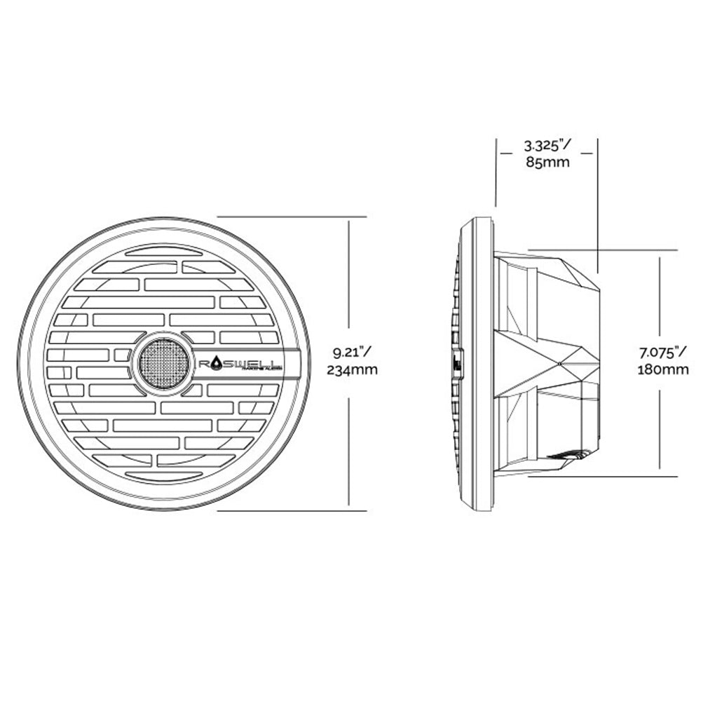 Roswell R1 8” Marine Speakers - Black - 100W RMS & 200W Peak Power - Marine Parts OnlyEntertainmentRoswell Marine